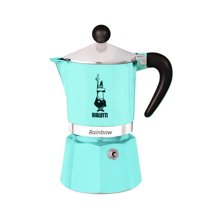 Bialetti Moka Express Cafetière italienne 6 tasses 300 ml Rainbow Bleu - Tous feux sauf induction Bialetti Moka Express Cafetière italienne 6 tasses 300 ml Rainbow Bleu - Tous feux sauf induction