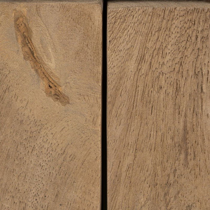 Meuble d'Appoint BURNIE Noir Naturel Verre Bois de manguier 81 x 41 x 83 cm