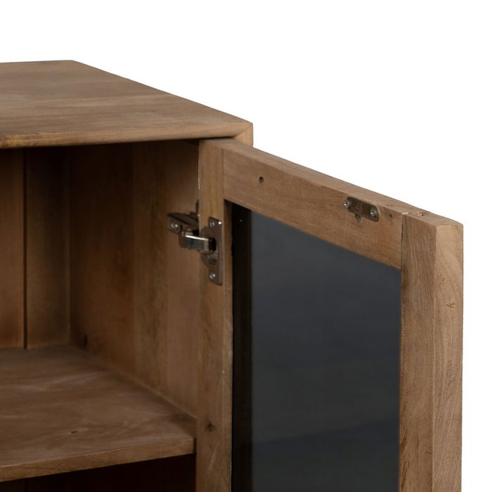 Meuble d'Appoint BURNIE Noir Naturel Verre Bois de manguier 81 x 41 x 83 cm