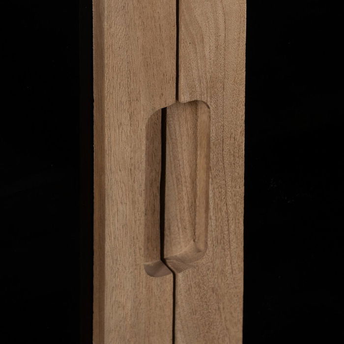 Meuble d'Appoint BURNIE Noir Naturel Verre Bois de manguier 81 x 41 x 83 cm