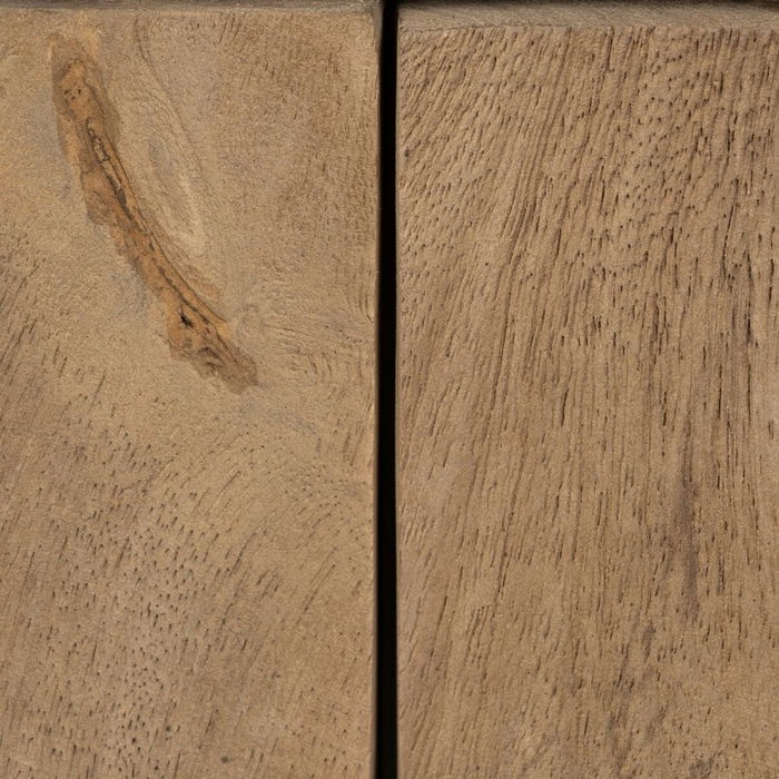 Meuble d'Appoint BURNIE Noir Naturel Verre Bois de manguier 81 x 41 x 83 cm