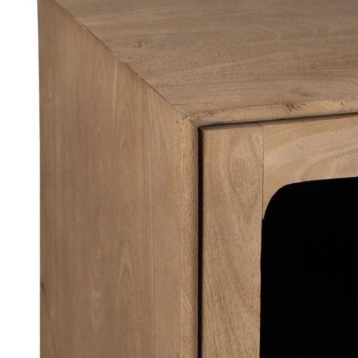 Meuble d'Appoint BURNIE Noir Naturel Verre Bois de manguier 81 x 41 x 83 cm