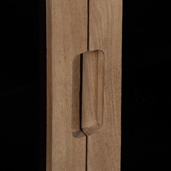 Meuble d'Appoint BURNIE Noir Naturel Verre Bois de manguier 81 x 41 x 83 cm