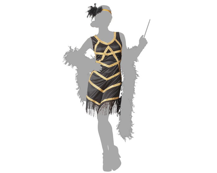 Atosa Costume Charleston Adulte Femme Noir et Doré Atosa Costume Charleston Adulte Femme Noir et Doré
