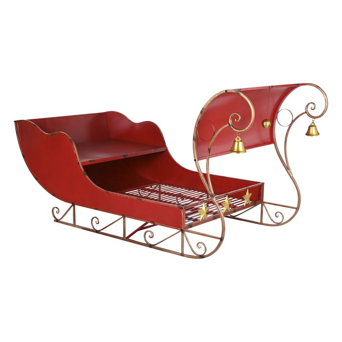 Home ESPRIT Traîneau de Noël Rouge et Doré avec LED