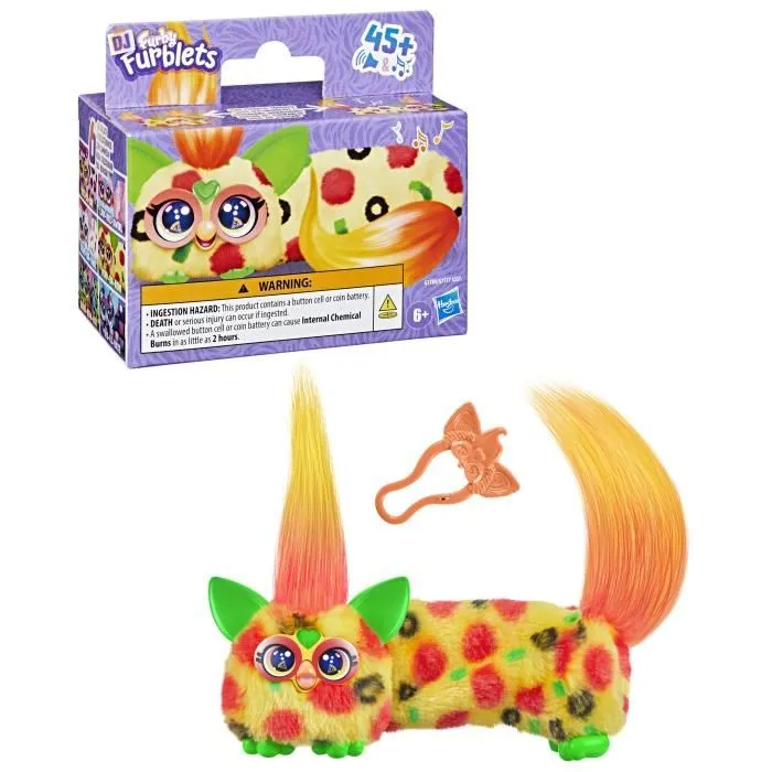 Hasbro Furby DJ Furblets Pepp-Oh-Roni Mini Peluche Electronique Jouet Enfant 45 Sons Musiques 6 Ans