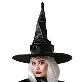 Chapeau de Sorcière Noir Classique pour Costume Halloween, Accessoire Déguisement Carnaval Fête