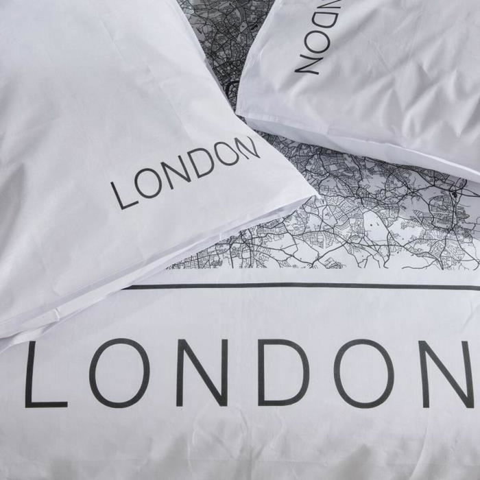 Today Parure de lit JAVA Imprimé London Blanc 240x220 cm