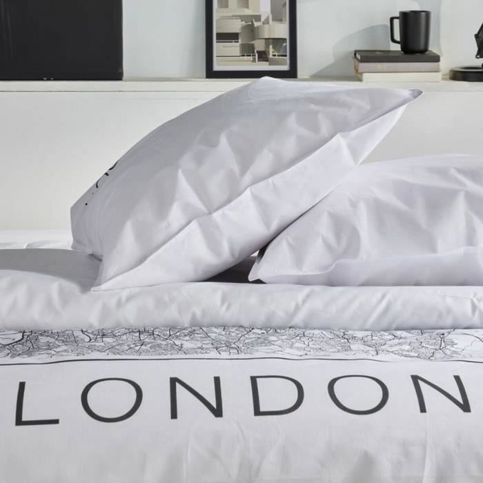 Today Parure de lit JAVA Imprimé London Blanc 240x220 cm