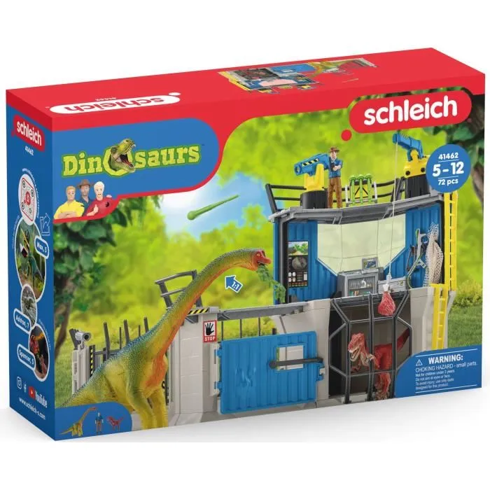 Schleich 41462 Grande station de recherche Dino - Coffret de 72 pièces avec 2 dinosaures et chercheur - Jouet pour enfants dès (des) 5 ans