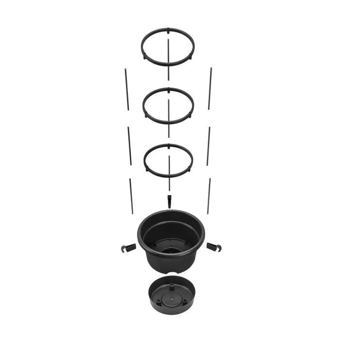Elho Pot à tomate Green Basics 33 cm noir vif avec réserve d'eau et tuteur circulaire pour plant