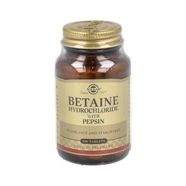 SOLGAR Bêtaïne Chlorhydrate avec Pepsine, 100 comprimés