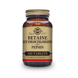 SOLGAR Bétaïne Chlorhydrate avec Pepsine, 100 comprimés