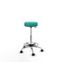 Tabouret Tolosa Pivotant Cuir écologique Non applicable Maille Turquoise Structure chromée Sans accoudoirs Sans appui-tête Roulettes pour moquette