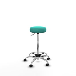Tabouret Tolosa Pivotant Cuir écologique Non applicable Maille Turquoise Structure chromée Sans accoudoirs Sans appui-tête Roulettes pour moquette