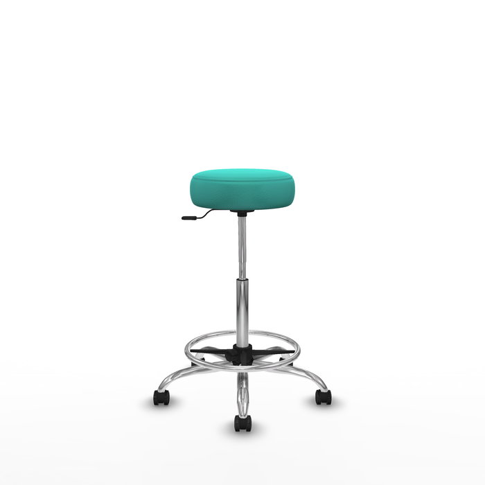 Tabouret Tolosa Pivotant Cuir écologique Non applicable Maille Turquoise Structure chromée Sans accoudoirs Sans appui-tête Roulettes pour moquette