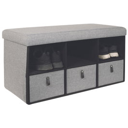 Home Deco Factory Banc pouf zapatero pliable gris clair
