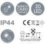 Home Deco Factory Guirlande solaire 20 LED blanc chaud
