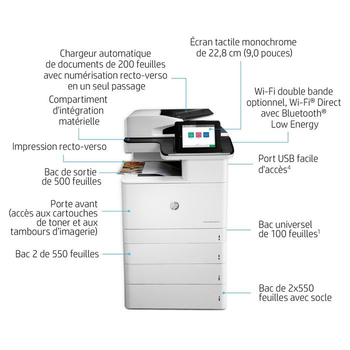 HP Color LaserJet Enterprise M776dn - Imprimante laser multifonction couleur professionnelle, A3, 45 ppm, recto-verso, réseau