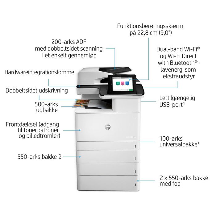 HP Color LaserJet Enterprise M776dn - Imprimante laser multifonction couleur professionnelle, A3, 45 ppm, recto-verso, réseau