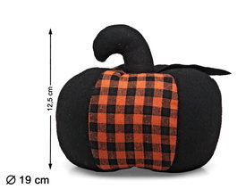 Décor d'automne - Citrouille en tissu orange et noir pour Halloween - Accessoire décoratif 19 x 12.5 cm