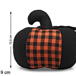 Décor d'automne - Citrouille en tissu orange et noir pour Halloween - Accessoire décoratif 19 x 12.5 cm