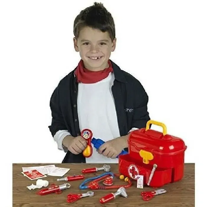 KLEIN Mallette docteur avec tiroir et tensiomètre électronique pour enfant - Vanity Docteur - Jeu de rôle médical