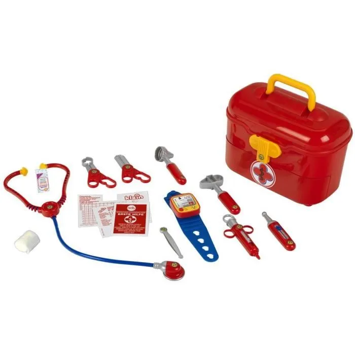 KLEIN Mallette docteur avec tiroir et tensiomètre électronique pour enfant - Vanity Docteur - Jeu de rôle médical
