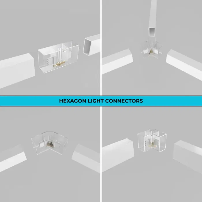 Lámpara LED hexagonal - 6000K - 14 hexágonos 44cm + Rectángulo 500cm - 500W 55000 lúmenes