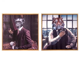GIFTDECOR Tableau Singe avec Coupe Cadre Naturel Estampado Animal