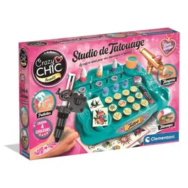Clementoni - Studio de Tatouage Temporaire pour Enfants, Kit Complet avec Machine, Mines, Pochoirs et Transferts - Jouet Créatif dès 7 Ans