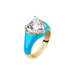 Chiara Ferragni Bague Love Émail Bleu et Zircons Blancs Taille 12