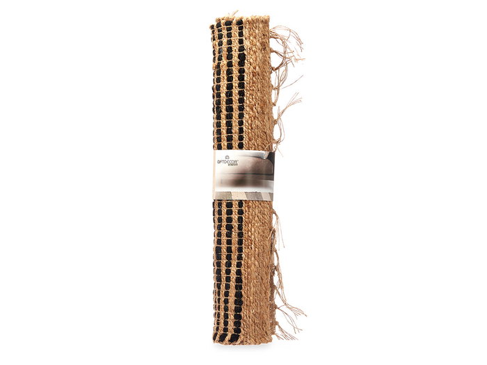 Giftdecor Tapis Natural Rayures Noir 70 x 140 cm Yute et Coton (Set de 8)