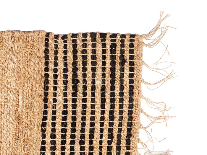 Giftdecor Tapis Natural Rayures Noir 70 x 140 cm Yute et Coton (Set de 8)