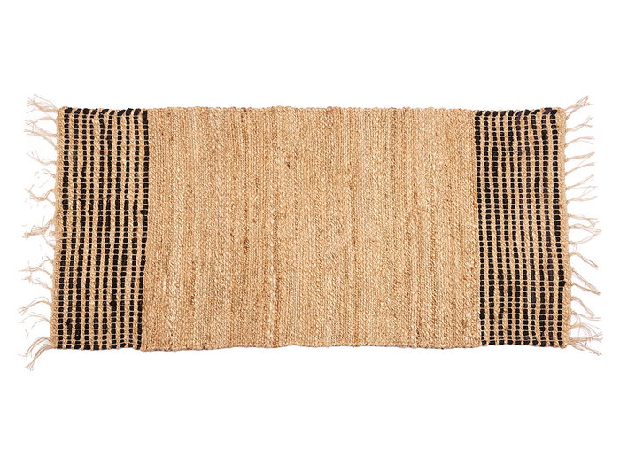 Giftdecor Tapis Natural Rayures Noir 70 x 140 cm Yute et Coton (Set de 8)