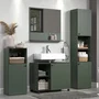 Calicosy - Colonne de salle de bain PUREBLISS 2 portes 2 niches, H186 cm, style intemporel, finition vert sauge et noir mat