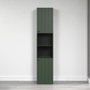 Calicosy Colonne de salle de bain rainurée 2 portes et 2 niches, Vert sauge et noir mat