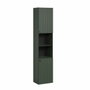 Calicosy Colonne de salle de bain rainurée 2 portes et 2 niches, Vert sauge et noir mat