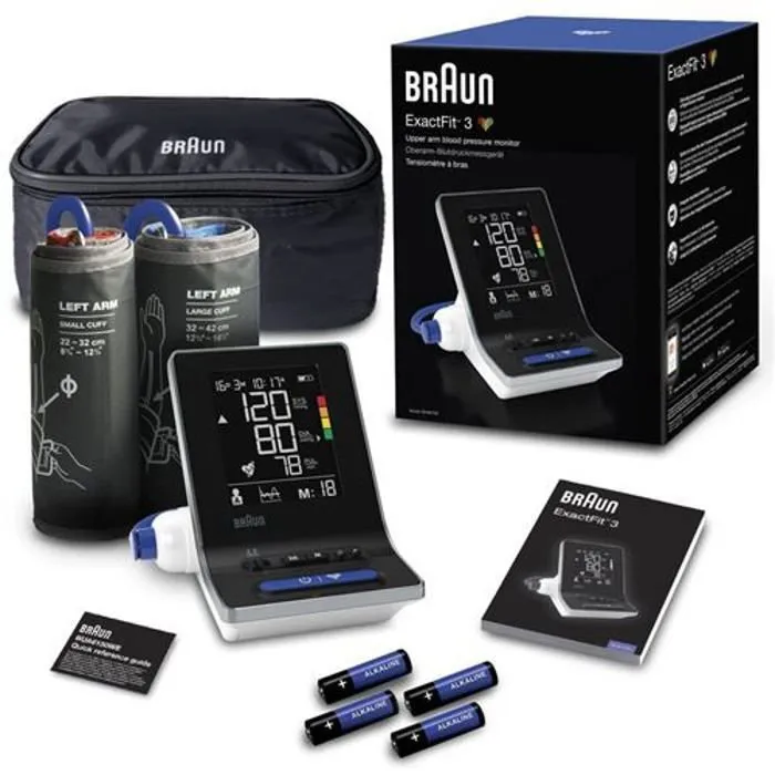 Braun BUA6150 Tensiomètre ExactFit 3 Professionnel avec Validation ESH, 2 Brassards (S/M et L/XL), Mémoire Duo pour 2 x 40 Mesures Braun BUA6150 Tensiomètre ExactFit 3 Professionnel avec Validation ESH, 2 Brassards (S/M et L/XL), Mémoire Duo pour 2 x 40 Mesures