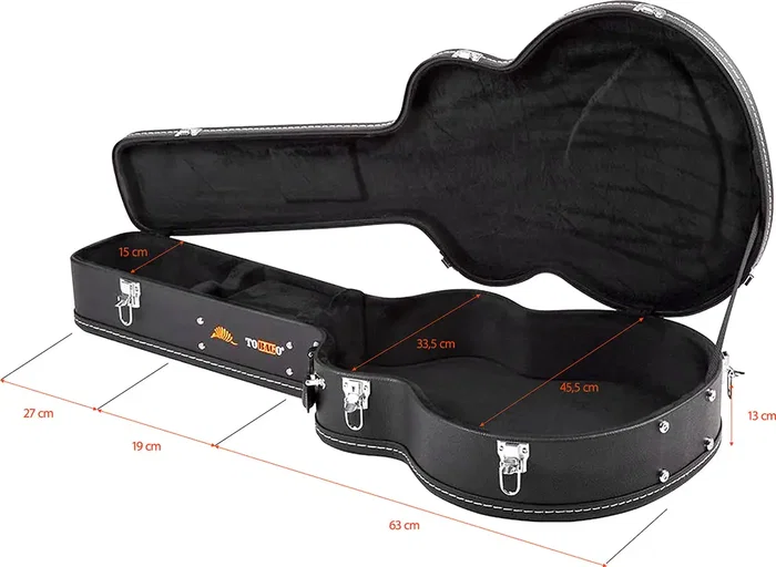TOBAGO Étui pour guitare acoustique Jumbo en similicuir, intérieur peluche