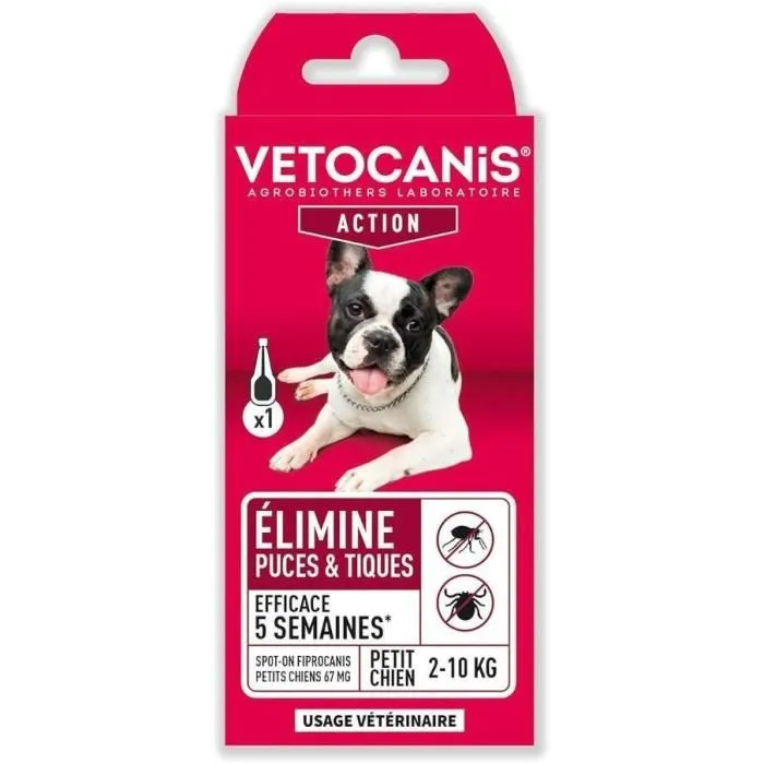 Vetocanis Fiprocanis - Pipette Antiparasitaire pour Petit Chien 2-10 kg, Anti-puces & Tiques, Action Longue Durée, Protection jusqu'à 5 Semaines Vetocanis Fiprocanis - Pipette Antiparasitaire pour Petit Chien 2-10 kg, Anti-puces & Tiques, Action Longue Durée, Protection jusqu'à 5 Semaines