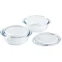 Pyrex - Lot de 2 cocottes en verre ronde, 2,3 L - Résistante aux chocs thermiques -40°C à +350°C, sans BPA, poignées latérales