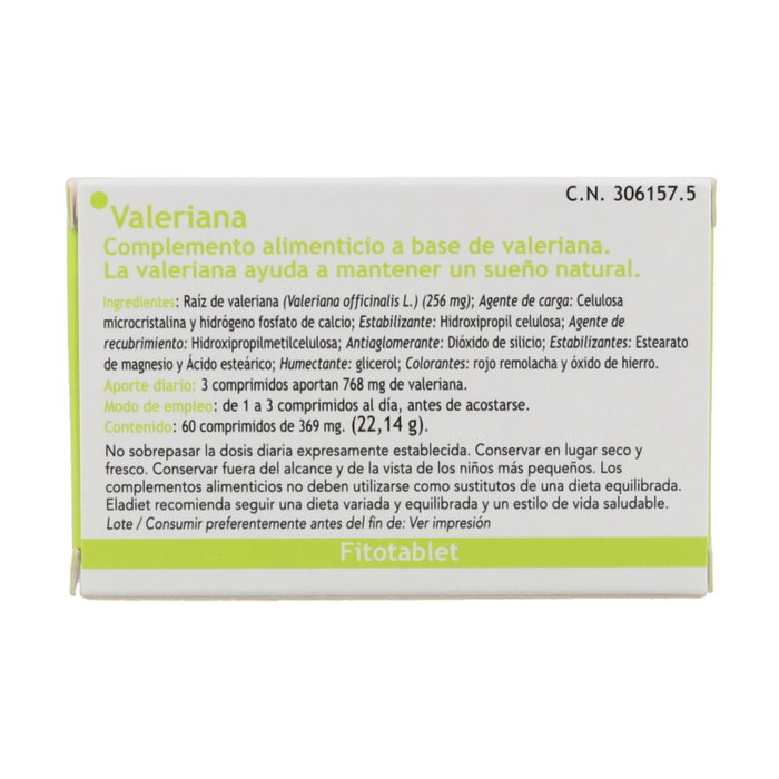 ELADIET Valeriana Fitotablet Recubierta 60 comprimés ELADIET Valeriana Fitotablet Recubierta 60 comprimés