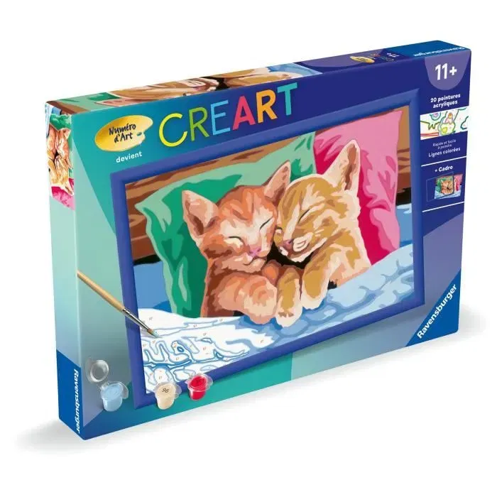 Ravensburger CreArt Kids Peinture par numéros Chatons endormis Tableau 31 x 21 cm Kit artistique à partir de 11 ans