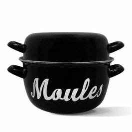 Menastyl Marmite à moule en acier émaillé noir 24 cm