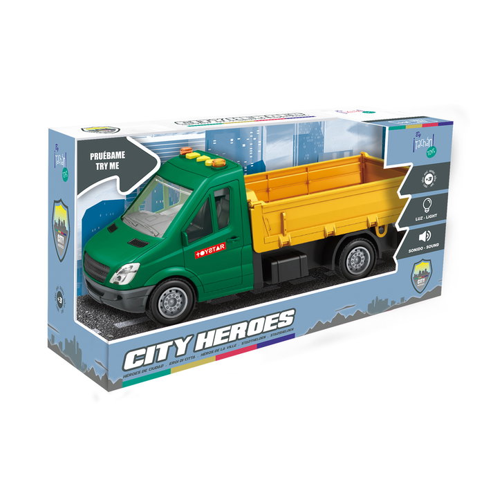 TACHAN - Camion de chantier avec signaux de trafic 1:14, éclairage et son fonctionnels - Jouet dès 3 ans TACHAN - Camion de chantier avec signaux de trafic 1:14, éclairage et son fonctionnels - Jouet dès 3 ans