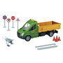 TACHAN - Camion de chantier avec signaux de trafic 1:14, éclairage et son fonctionnels - Jouet dès 3 ans