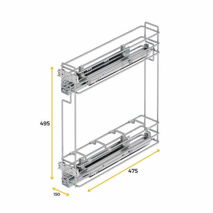 Emuca Porte-bouteilles extractible Suprastar avec fermeture amortie, module 200mm, acier, chromé Emuca Porte-bouteilles extractible Suprastar avec fermeture amortie, module 200mm, acier, chromé