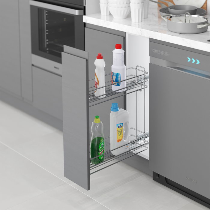 Emuca Porte-bouteilles extractible Suprastar avec fermeture amortie, module 200mm, acier, chromé Emuca Porte-bouteilles extractible Suprastar avec fermeture amortie, module 200mm, acier, chromé