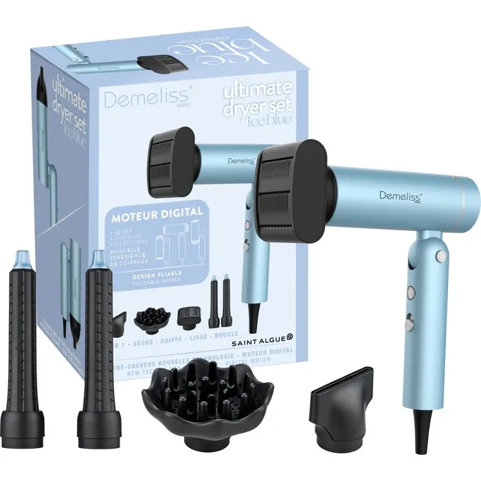 Saint Algue Demeliss Ice Blue 26 - Sèche-cheveux multistyler pliable et compact 1300 W Saint Algue Demeliss Ice Blue 26 - Sèche-cheveux multistyler pliable et compact 1300 W